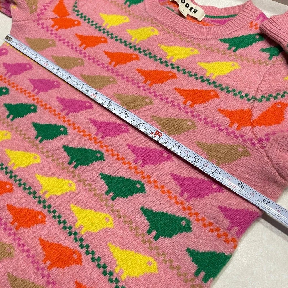 Boden Edie Fair Isle Sweater Pink Colorful Bird Animal Print Crew Neck Jumper - Picture 10 of 15